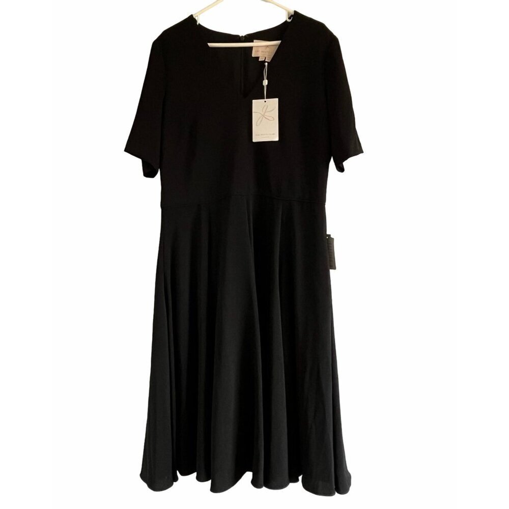 Girl Meets Glam Edith Black City Crepe Fit‎ & Flare Midi Dress SIze 16 NWT
